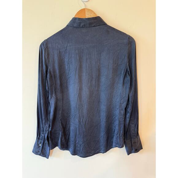 PURE Collection Long Sleeve 100% Silk Button Up Shirt Blue Women's Size US 4 - Picture 2 of 9